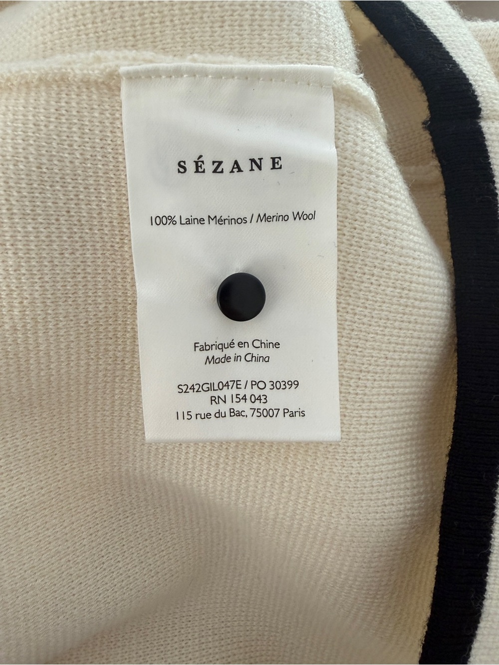 Sezane Brielle Cardigan Ecru / Black - Size S - Picture 10 of 11